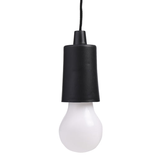 Light Bulb with Cord - 1m Pull Cord Battery Operated LED Hanging Lamp, Portable String Light for Closet, Garage, Camping, Tent, Emergency, Indoor & Outdoor Use (Batteries Not Included)