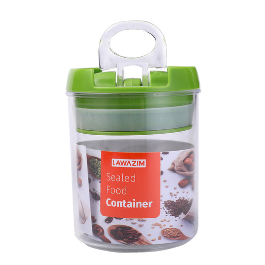 علبة حفظ طعام محكمة الإغلاق - 7×10 سم - دائرية خضراء - علبة بلاستيكية خالية من BPA ومانعة للتسرب لحفظ الطعام والقهوة والأعشاب والتوابل والشاي والسكر - مناسبة للثلاجة وتنظيم المطبخ