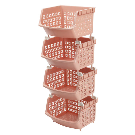 4-Tier Multipurpose Stackable Storage Rack - 35.8X32.5X94cm - for Kitchen, Bedroom, Bathroom and Office