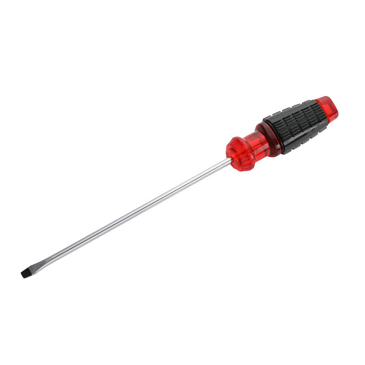 Flathead Screwdriver - Long Slotted Screwdriver with Comfortable Anti-Slip Grip for Home Repair, Furniture Assembly, Electronics, Automotive Work and DIY Projects