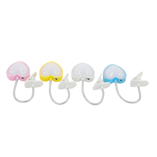 4-Piece Multifunction Clip LED Light - Flexible Neck Clip-On Lamp with Adjustable Positioning and Compact Light Head for Reading, Desk, Bedside and Portable Use