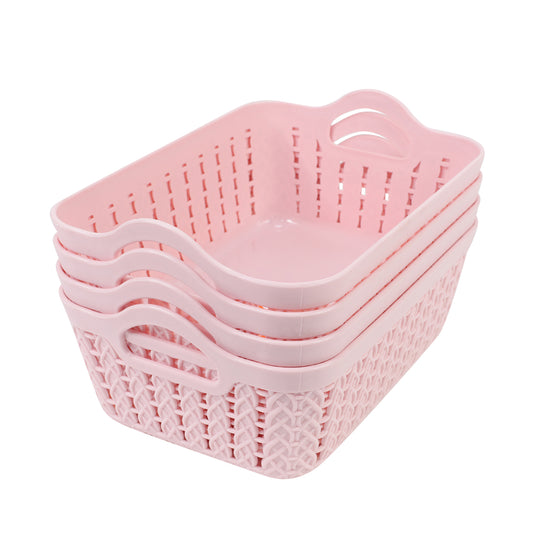 YONOVO Plastic Storage Baskets - 4 Piece Shelf Organizer Bins for Multi-Purpose Use in Kitchen, Bathroom, Office, and Home Organization