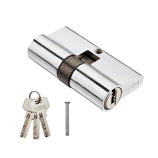 Single Door Lock Cylinder - 60mm Silver - Double Sided Keyed Lock Cylinder for Garage Doors, Lockers, Desks, Cabinets, Closets