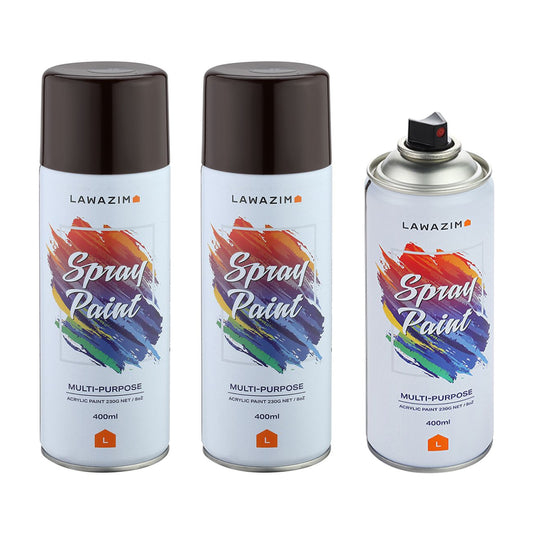 Pack Of 3 Spray Paint Set - 29 Mission Brown - Multi-Surface 400ml Paint for Wood, Plastic, Metal, Interior & Exterior Uses