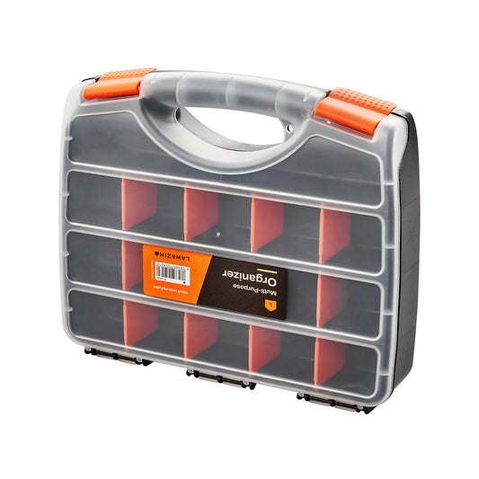 Multi-Purpose Organizer - Portable Plastic Storage Box with Handle - for Tools, Screws, Beads, Crafts, and Small Parts