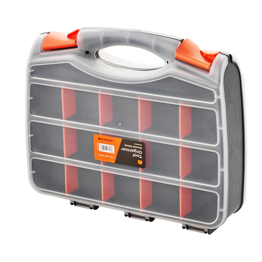 Double Sided Tool Organizer - Portable Plastic Storage Box with Handle - for Tools, Screws, Beads, Crafts, and Small Parts