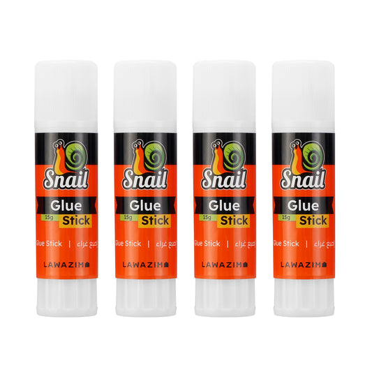 Snail Glue Stick Set - 4 Piece 15g - Transparent Quick-Dry Adhesive for Paper, School, Office, Crafts, DIY Projects, and Everyday Use