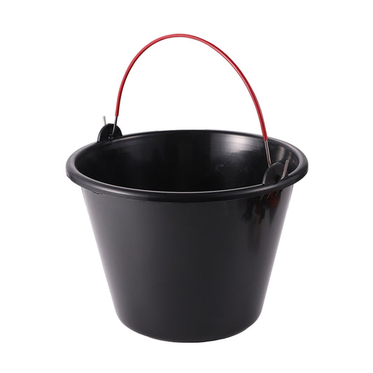 Black Plastic Bucket - 10L - Heavy-Duty Reusable Water Pail with Carry Handle for Cleaning, Gardening and Household Use