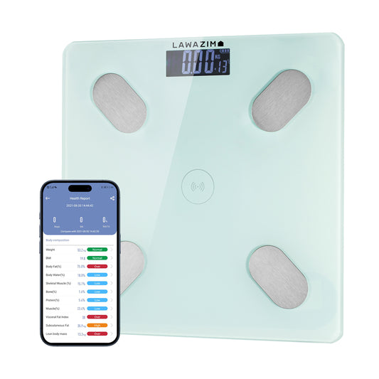 Digital Body Scale with Bluetooth - Glass Platform Smart Body Scale for Health Tracking, Fitness Monitoring, and Weight Management