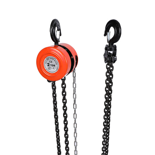 Hand Chain Hoist - Heavy Duty Round Manual Load Lifting Equipment with Smooth Operation, 360° Rotation Safety Latch Hooks & Mechanical Gear System for Construction Warehouses Garages