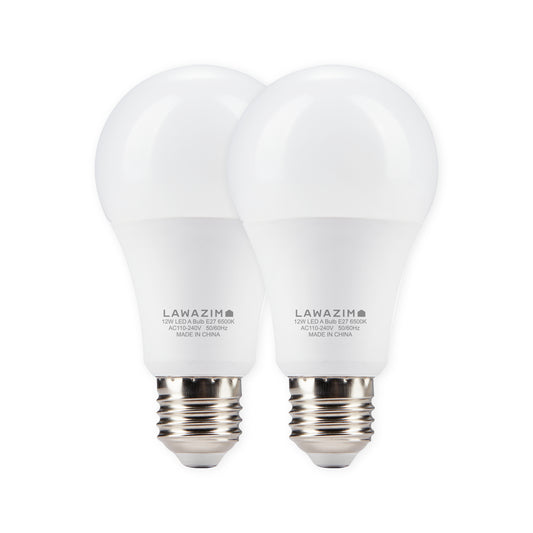 لمبة LED 12 واط A65 E27 - عبوة من قطعتين - مصابيح موفرة للطاقة تعادل 70 وات، غير قابلة للتعتيم، مناسبة لإضاءة المنزل والمطبخ وغرفة النوم