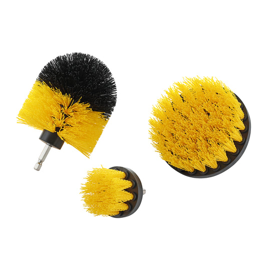 Drill Brush Set - Yellow - Durable Nylon Bristles for Multi-Surface Cleaning