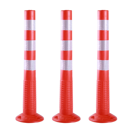 Traffic Safety Pole - 3 Piece 75cm - Reflective Traffic Control Pole - for Road, Parking Lot, Construction, and Event Management
