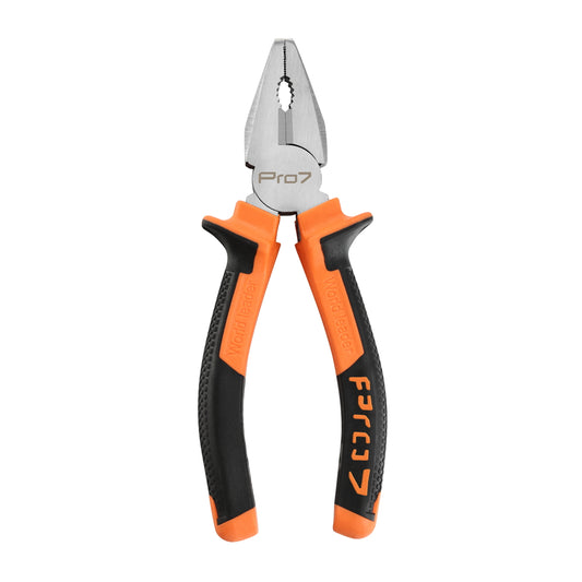Combination Plier -6inch, Black and Orange - Rubber Handle Lineman Plier with Gripping, Twisting, Bending & Cutting Functions - Ideal for Electrical Work, Construction, Household Repairs