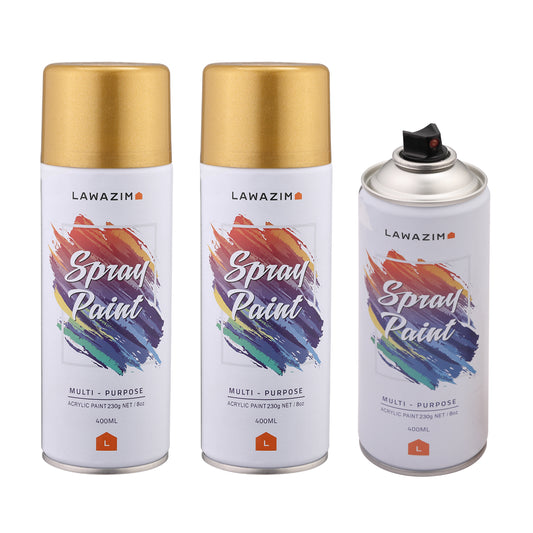 Spray Paint Set of 3 - 319 Bright Gold - Multi-Surface Spray Paint for Wood, Plastic, Interior & Exterior Use