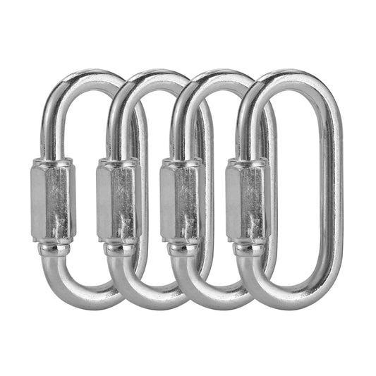 Carabiner Hook with Screw Lock - 4 Piece - Anti-Corrosion Screw Lock Quick Link Chain Connector for Chains, Ropes, Pet Leashes, Gym, Camping, Outdoor & Utility Use