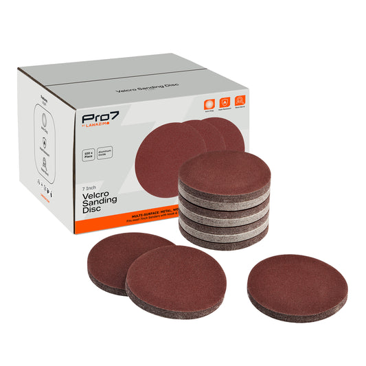 100 قطعة من أقراص الصنفرة ذات الشريط اللاصق مقاس 7 بوصات من أكسيد الألومنيوم - ورق صنفرة مداري عشوائي للسيارات، وأعمال النجارة، وتلميع المعادن