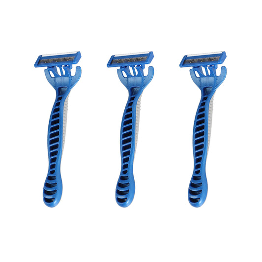 Men's Disposable Razors - Pack of 3 - 5 Blade Disposable Men's Shaving Razors with Non-Slip Grip and Protective Cap - for a Comfortable, Smooth, and Close Shave on the Face, Neck, and Beard