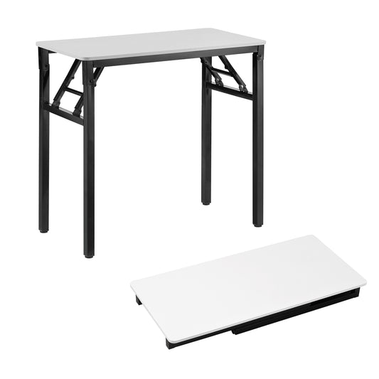 Folding Table - Single Layer, 80x40cm - Rectangular Wooden Workstation Desk for Home Office, Study, Dorm, Small Spaces