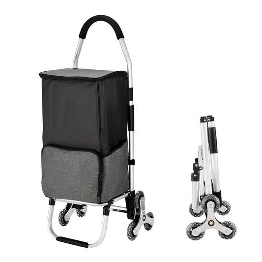 Picnic Trolley Bag - 55L, Supports Max 30kg, Black - Foldable Shopping Cart for Groceries, Stair Climbing