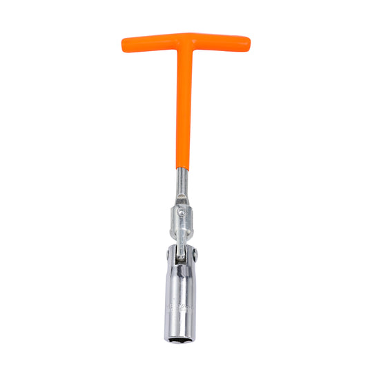 T-Handle Spark Plug Wrench - 14mm 22cm - Chrome Carbon Steel Spark Plug Socket Wrench with 270° Flexible Head and Ergonomic Handle for Automotive Maintenance