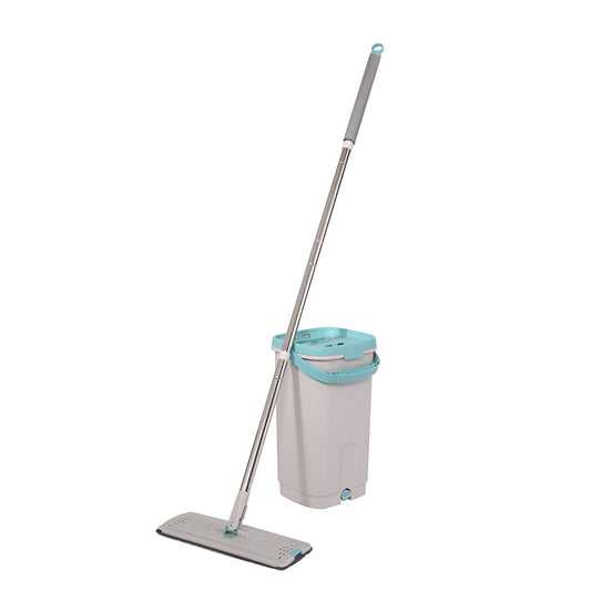 ممسحة - لون تركواز - ممسحة مايكروفايبر مع دلو للبلاط، الأرضيات الخشبية، والباركيه