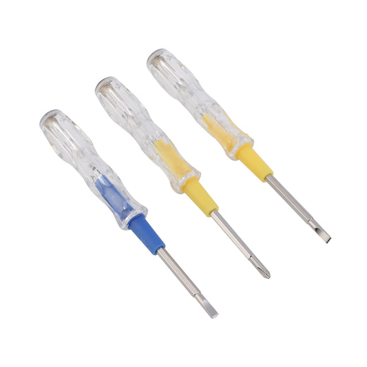 Voltage Tester Electroprobe - 3 Piece - Electrical Test Screwdrivers for AC Voltage Detection with Insulated Handles - for Household and Professional Use