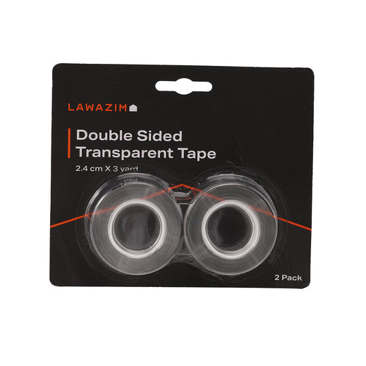 2-Piece/Set Double Sided Transparent Tape 2.4Cmx3 Yard