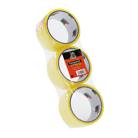 Snail Transparent Adhesive Set - 3 Piece 40yard x 48mm - Clear Packing Tape for Shipping, Moving Boxes, Sealing, and General Office or Home Use