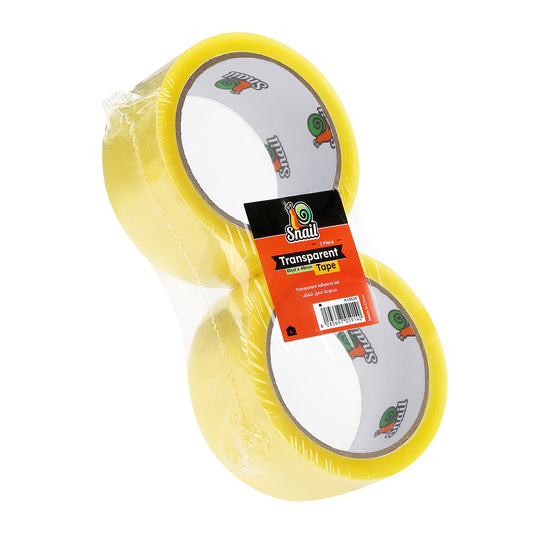 Snail Transparent Adhesive Set - 2 Piece 80yard x 48mm - Clear Packing Tape for Shipping, Moving Boxes, Sealing, and General Office or Home Use