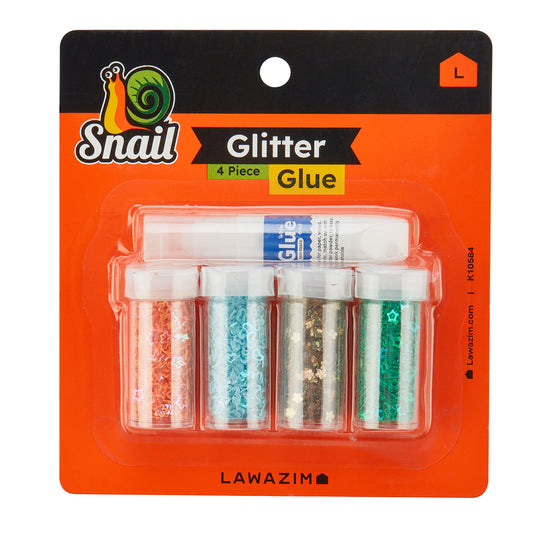 Snail Glitter Glue - 4 Piece - Craft Glitter with Glue Tube - for Art, Crafts, School, Scrapbooking, DIY Decorations, and Creative Projects