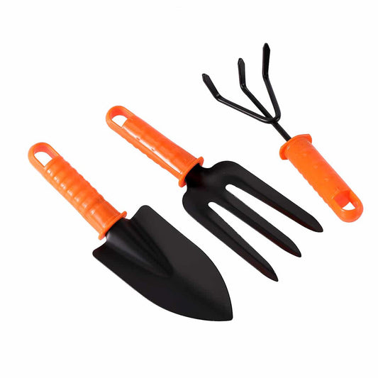 Garden Tools - 3 Piece - Hand Shovel, Fork, and Rake Set with Non-Slip Handles - for Planting, Weeding, Digging, and Soil Cultivation