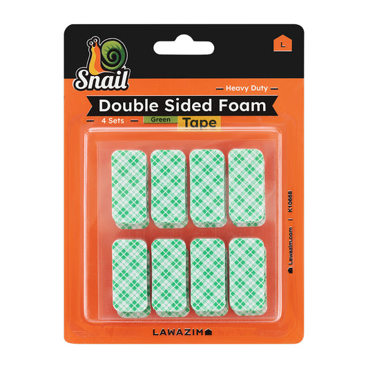 Snail Foam Double-Sided Tape - Green 32-Piece - Pre-Cut Adhesive Mounting Strips for Walls, Doors, Cabinets, Pictures, Electronics, and DIY Use
