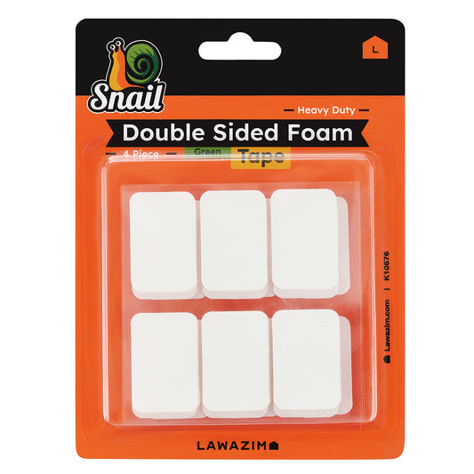 Snail Foam Double Sided Tape - White 24 Piece - Pre-Cut Adhesive Mounting Pads for Walls, Doors, Furniture, Mirrors, and DIY Projects