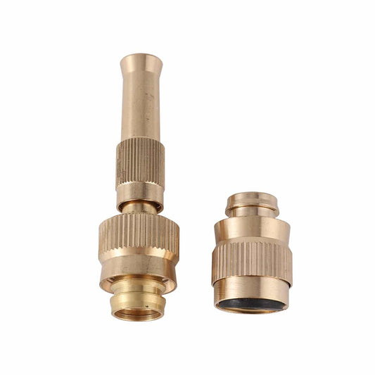 Hose Nozzle Sprayer Set - Brass - 2 Piece Garden Hose Spray Nozzles for Watering, Lawn Care, Outdoor Cleaning, and Car Wash