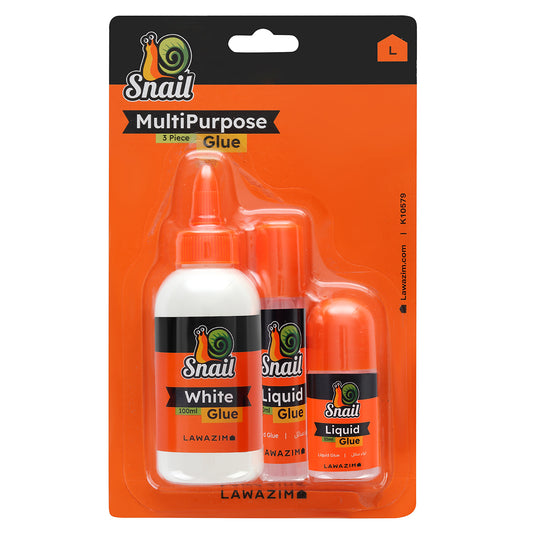 Snail 100ml White Glue+30ml Liquid Glue+35ml Liquid Glue - 3 Piece - Multipurpose Adhesive Set for Paper, Crafts, Scrapbooking, School, and Office Use
