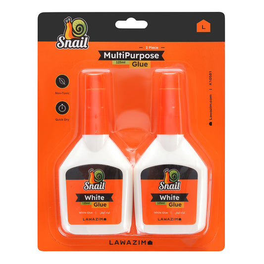 Snail Glue - 2 Piece 125ml - White Adhesive for Paper, Cardboard, Crafts, School, Office, Scrapbooking, and DIY Projects