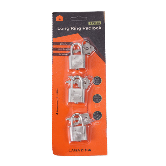 3-Piece Brass Padlock With Long Ring - 20Mm