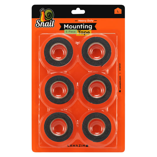 Snail Double Sided Mounting Tape - 6 Piece 1.8cm x 2m - Black Adhesive Tape for Home, Office, Crafting, and DIY Projects