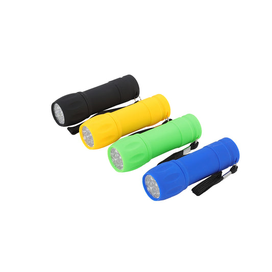 4-Piece Soft Grip Flashlight Multicolour - Compact LED Hand Torches with Wrist Straps, 3 AAA Battery Operation for Home, Car, Camping, Travel and Emergency Use
