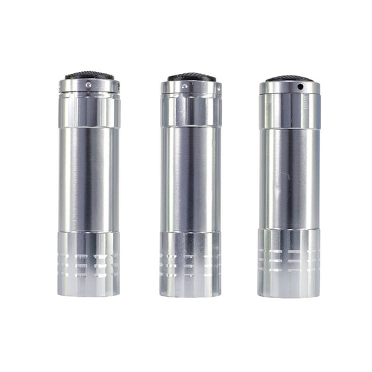 مجموعة كشافات LED معدنية من 3 قطع فضية - كشافات جيب مع شعاع LED ساطع، ضوء طوارئ محمول للاستخدام اليومي