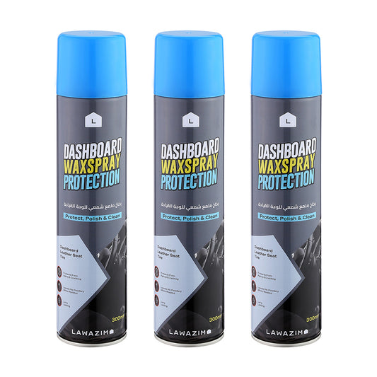 Dashboard Wax Spray Set - 3 Piece - Car Interior Cleaner and Polish for Dashboards, Seats, and Tires