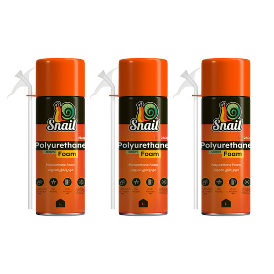 Snail PU Foam Spray Set of 3 - 300ml Crack Gap Filler Sealant for Insulation and Construction
