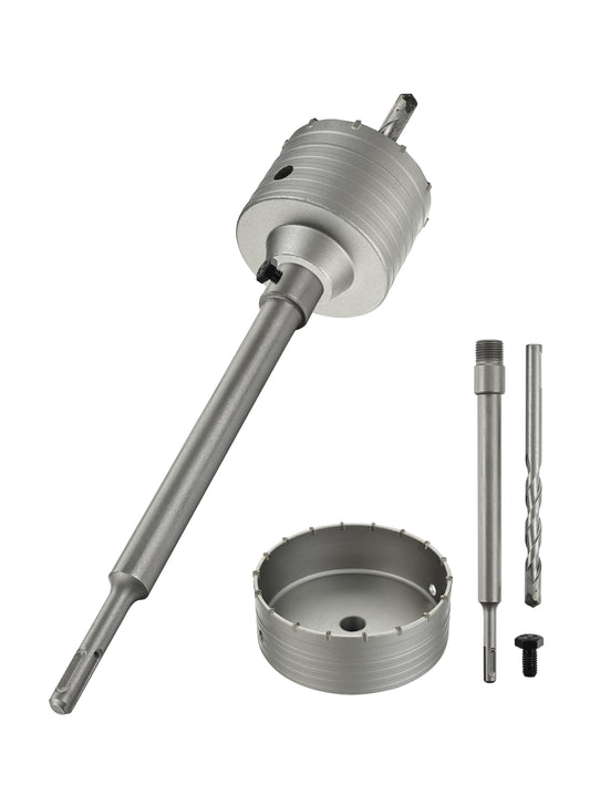 طقم هولسو جدار 60 ملم مع مندريل هلتي SDS Plus بطول 110 ملم - يشمل محول M22x2 وريشة توجيه - منشار كاربيد لقص الخرسانة والطوب والحجر وجدران البناء