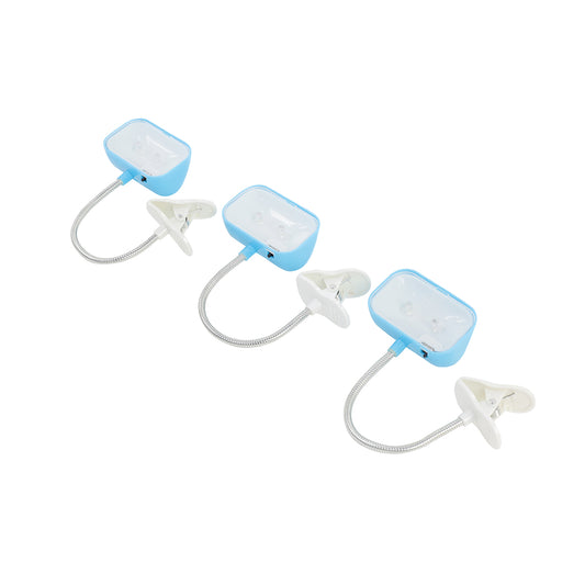 3-Piece Multifunction Clip LED Light - Flexible Neck Clip-On Lamp with Adjustable Positioning and Compact Light Head for Reading, Desk, Bedside and Portable Use