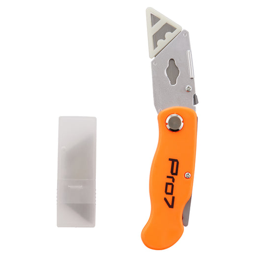 Foldable Knife Set - Utility Knife Box Cutter with 5 Replaceable Blades, Safety Lock, Quick Blade Change, Pocket Clip, and Comfortable Grip for Cardboard, Plastic, Paper, and DIY Use