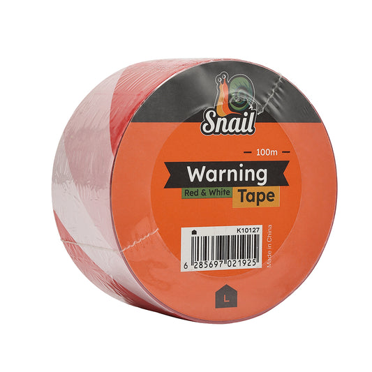 Snail Warning Tape - 5cm x 100m, Red & White - Striped Non-Adhesive Barrier Tape For Marking Hazards, Construction Areas, And Crowd Control
