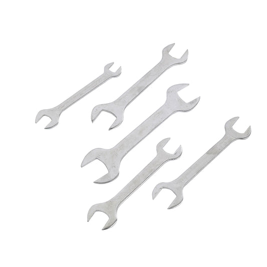 5-Piece Double Open End Spanner Set - Metric Wrenches for Tightening and Loosening Nuts and Bolts, Automotive, Mechanical, Maintenance and Repair Work