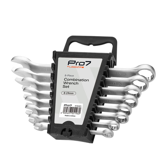 8-Piece Combination Wrench Set - 8-19mm Metric Spanner Set with Open and Ring Ends, Storage Holder for Automotive, Mechanical, Maintenance and Repair Work