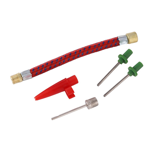 Tube Inflator Kit Air Pump Tool - 5 Piece - Flexible Extension Hose with Needle Adapters and Nozzle Tip - for Inflating Balls, Bicycles, Toys, and Other Inflatables